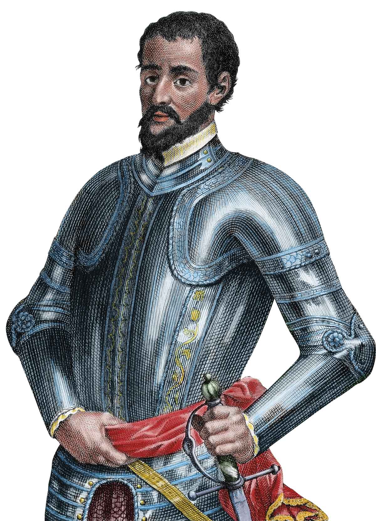 Grabado coloreado de Hernando de Soto