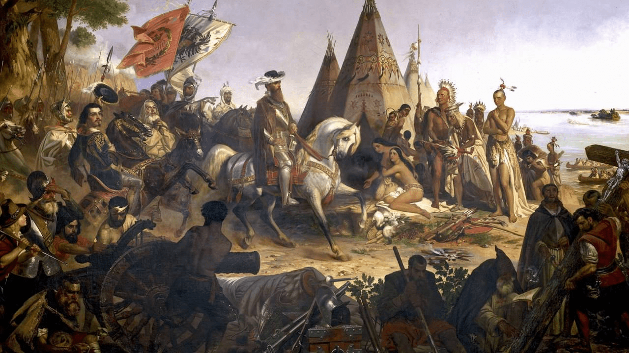 Hernando de Soto descubrimiento de Misisipi, por primimera vez. Autor William H. Power